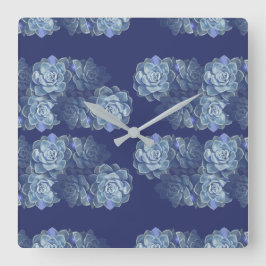 Reloj de pared acrílico de cactus azules