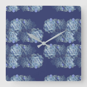 Reloj de pared acrílico de cactus azules