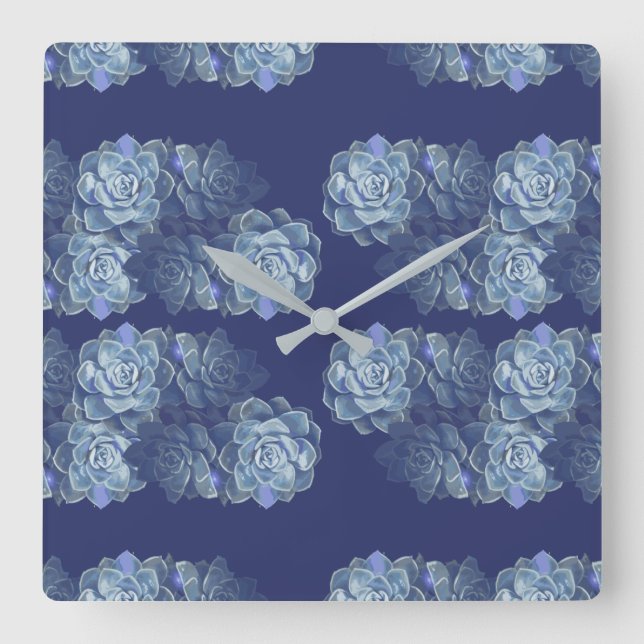 Reloj de pared acrílico de cactus azules (Anverso)