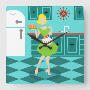 Reloj de pared acrílico de cocina retro