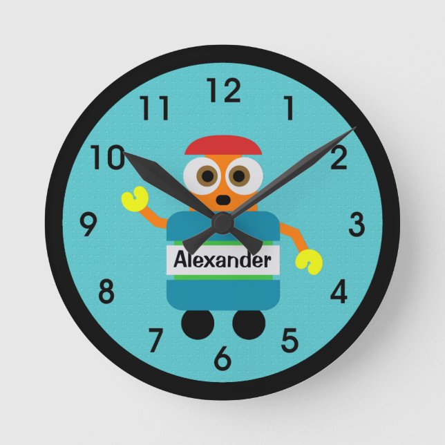 Reloj de pared acrílico de color azul robot (Anverso)