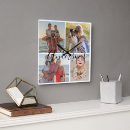 Reloj de pared acrílico de cuatro fotos de familia