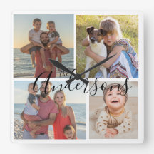 Reloj de pared acrílico de cuatro fotos de familia