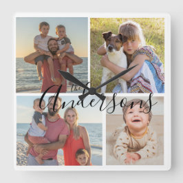 Reloj de pared acrílico de cuatro fotos de familia