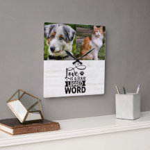 Reloj de pared acrílico de dos Mascotas fotográfic