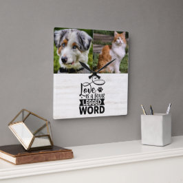 Reloj de pared acrílico de dos Mascotas fotográfic