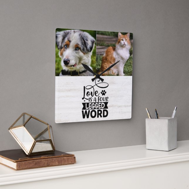 Reloj de pared acrílico de dos Mascotas fotográfic (Oficina)