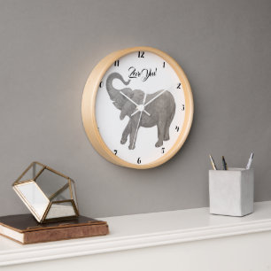 Reloj de pared acrílico de elefante bebé con dígit