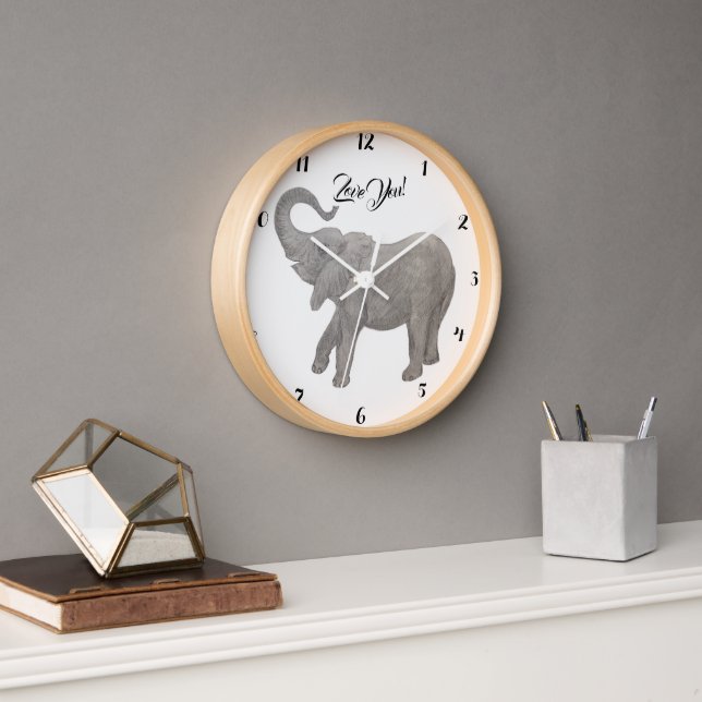Reloj de pared acrílico de elefante bebé con dígit (Oficina)