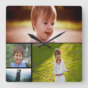 Reloj de pared acrílico de fotos de cuatro persona