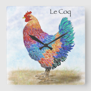 Reloj de pared acrílico de gallo de campo francés