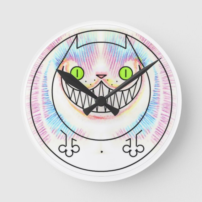 Reloj de pared acrílico de gato de Cheshire Grasa (Anverso)