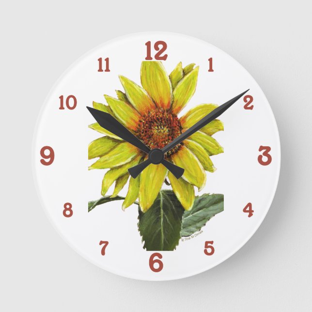 Reloj de pared acrílico de girasol (Anverso)