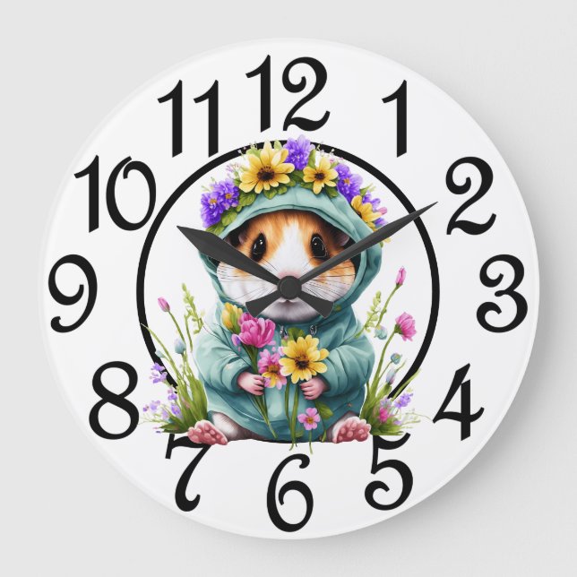 Reloj de pared acrílico de hámster por país (Anverso)