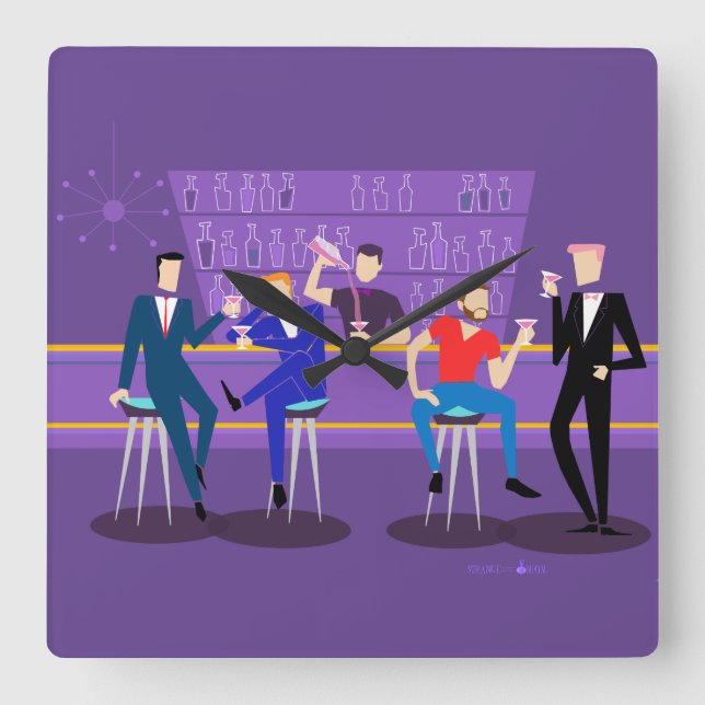 Reloj de pared acrílico de la barra gay retro (Anverso)