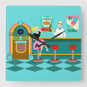 Reloj de pared acrílico de la fuente retro soda