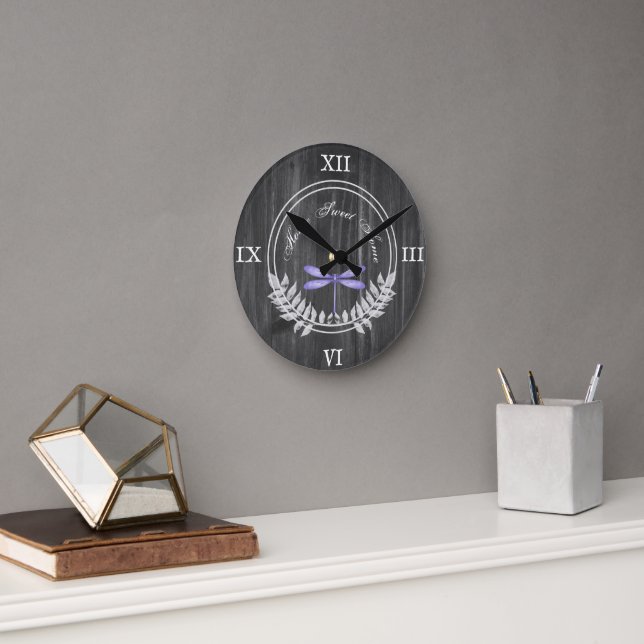 Reloj de pared acrílico de la libélula morada (Oficina)