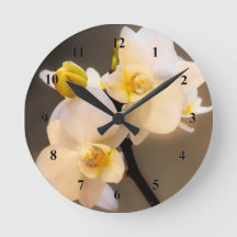 Reloj de pared acrílico de la orquídea blanca