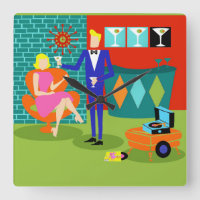 Reloj de pared acrílico de la pareja Retro Martini