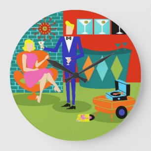 Reloj de pared acrílico de la pareja Retro Martini