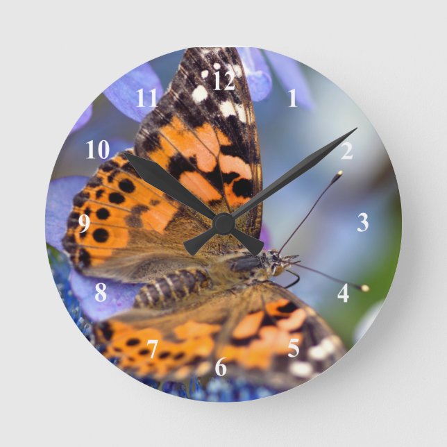 Reloj de pared acrílico de Lady Butterfly pintado (Anverso)