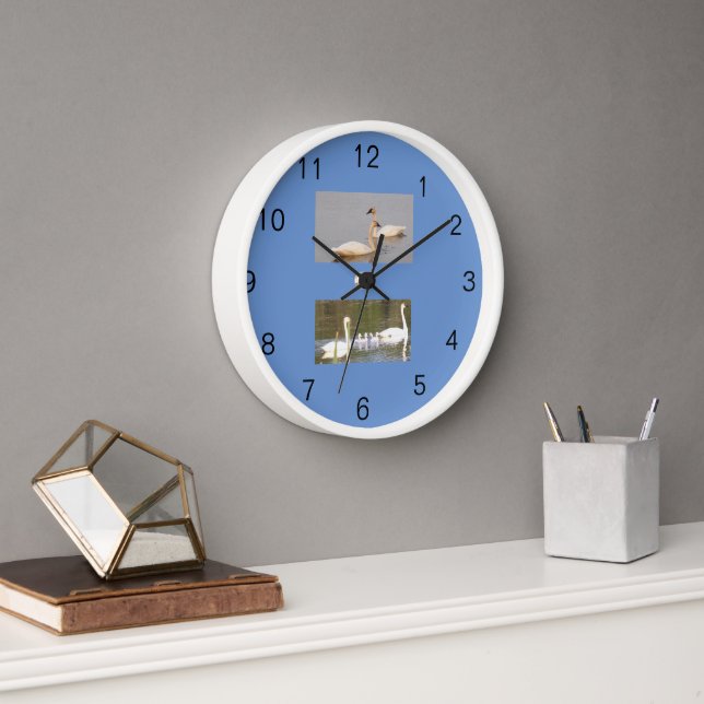 Reloj de pared acrílico de los cisnes blancos (Oficina)