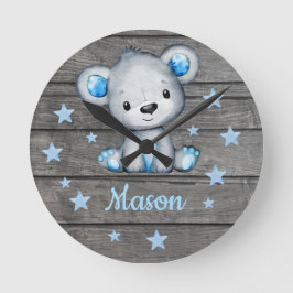 Reloj de pared acrílico de madera de color azul, r