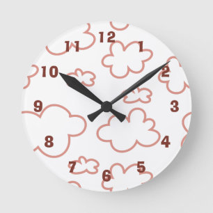 Reloj de pared acrílico de nubes blancas y rosas