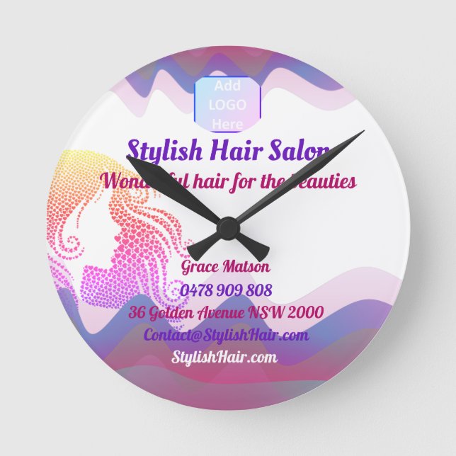 Reloj de pared acrílico de ondas arcoiris empresar (Anverso)