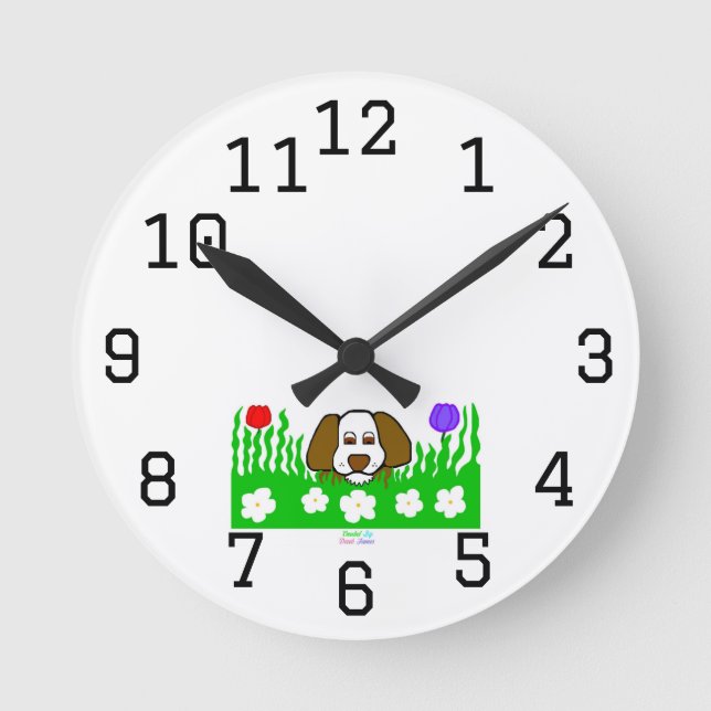 Reloj de pared acrílico de Pup N Play (Anverso)