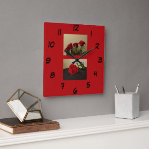 Reloj de pared acrílico de rosas rojas rojas