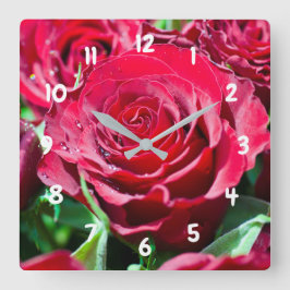 Reloj de pared acrílico de rosas rojas rojas