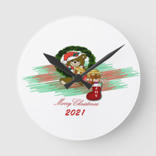 Reloj de pared acrílico de Santa JOY Sock Navidade