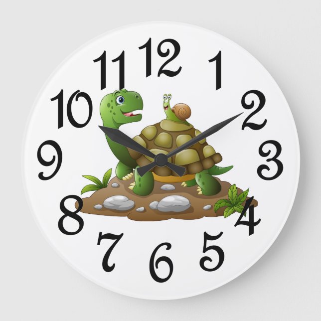 Reloj de pared acrílico de tortuga para niños (Anverso)