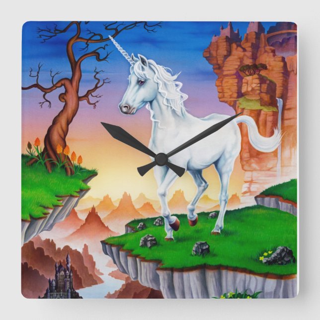 Reloj de pared acrílico de Unicornio (Anverso)