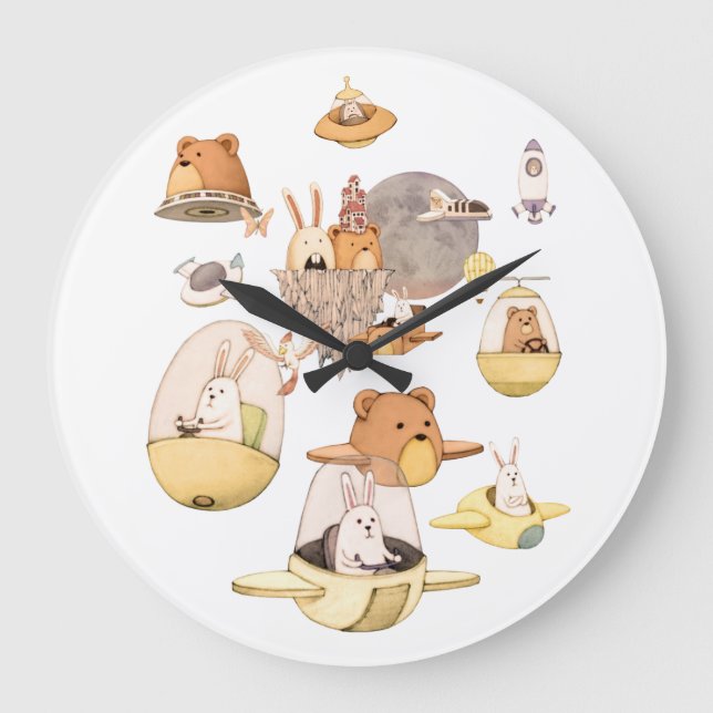 Reloj de pared acrílico de viaje espacial (Anverso)