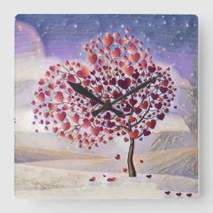 Reloj de pared acrílico del árbol del amor