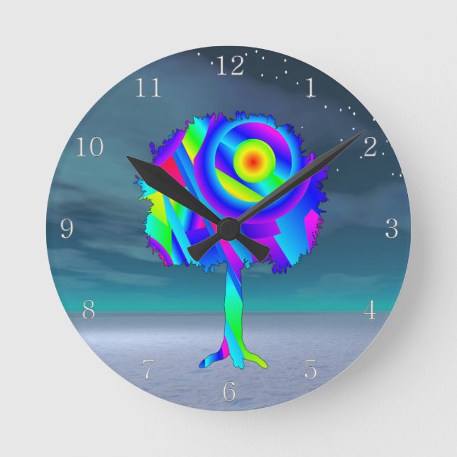 Reloj de pared acrílico del árbol del arcoiris (Anverso)