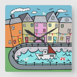 Reloj de pared acrílico del puerto costero