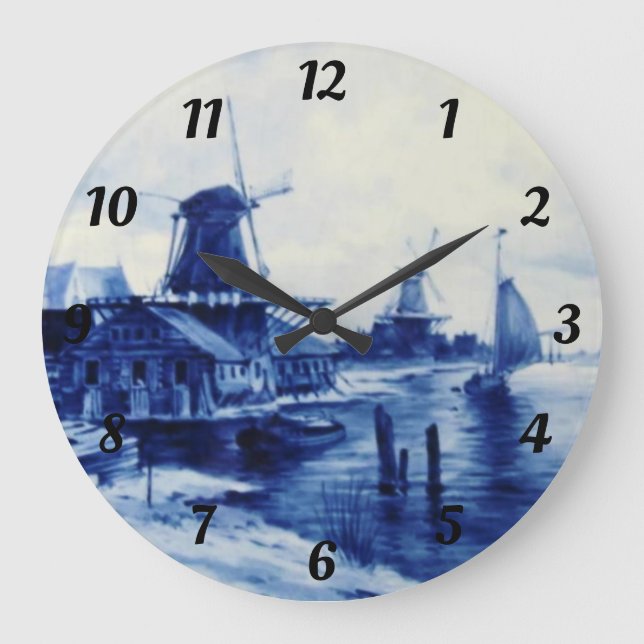 Reloj de pared acrílico estilo Delft (Anverso)