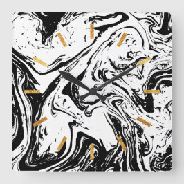 Reloj de pared acrílico estilo mármol blanco y neg