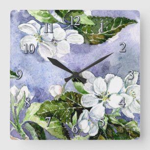 Reloj de pared acrílico manzana en flor