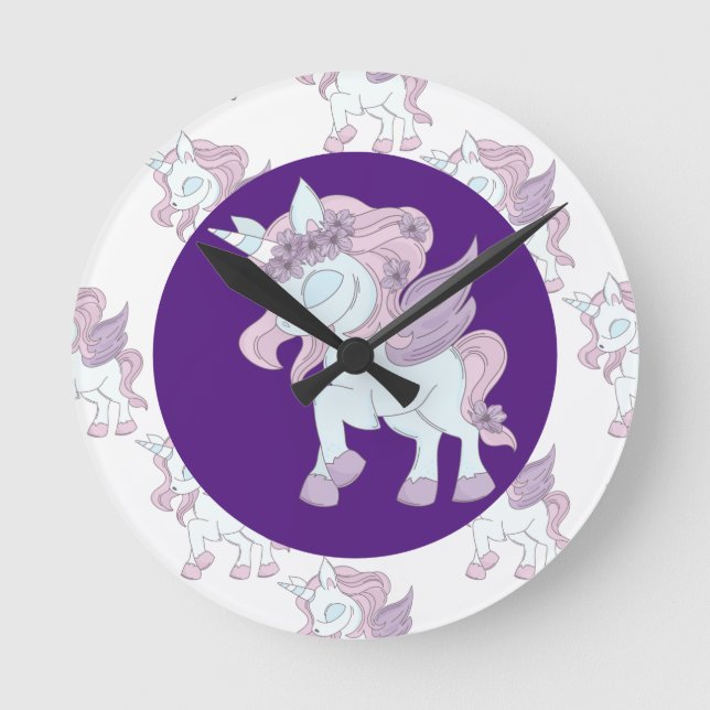 Reloj de pared acrílico pastel morado y blanco de  (Anverso)