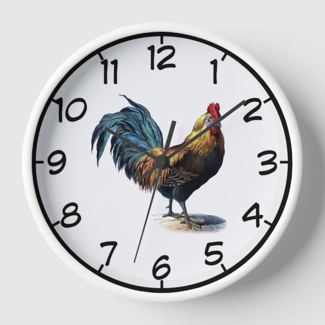 Reloj de pared acrílico redondo de gallo (Anverso)