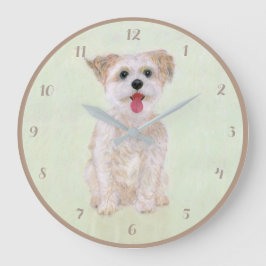Reloj de pared acrílico redondo para perro Morkie 
