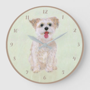 Reloj de pared acrílico redondo para perro Morkie 
