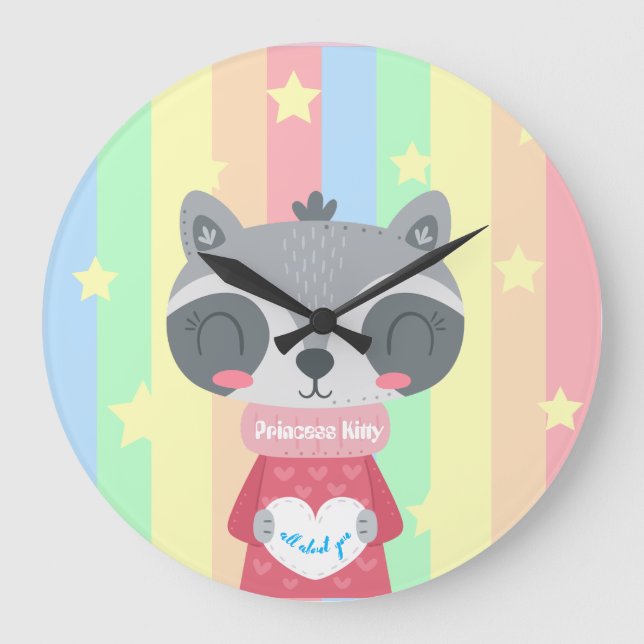 Reloj de pared acrílico redondo Princesa Kitty (Anverso)