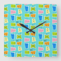 Reloj de pared acrílico retro atómico kitsch cuadr