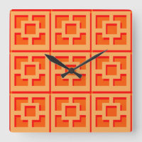 Reloj de pared acrílico retro Naranja Trellis