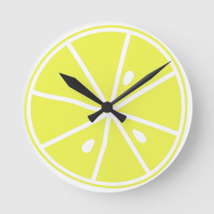 Reloj de pared acrílico rodaja de limón amarillo